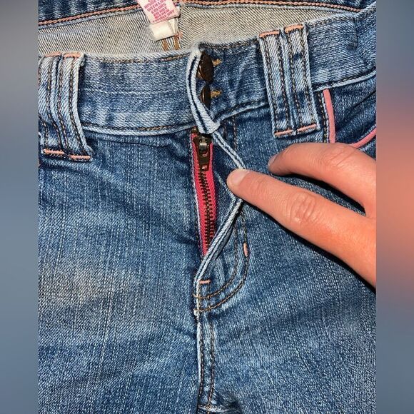 Abercrombie and Fitch Low Rise Y2K Pink Trim Boot Cut Jeans Size 4 - Picture 3 of 9